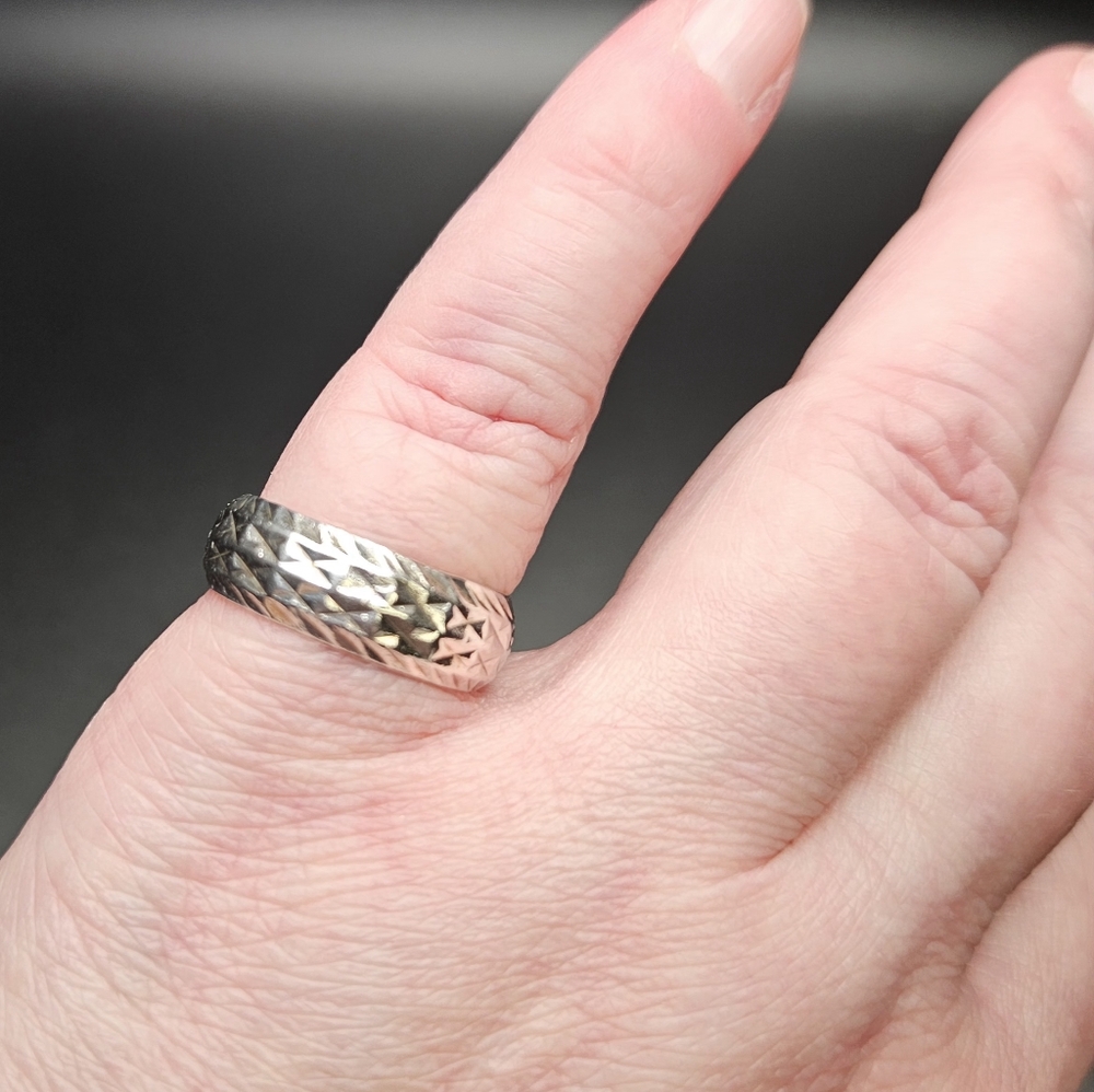 Vintage Sterling Silver Diamond-Cut Band Ring ATI Thailand Size 7 - Picture 5 of 6
